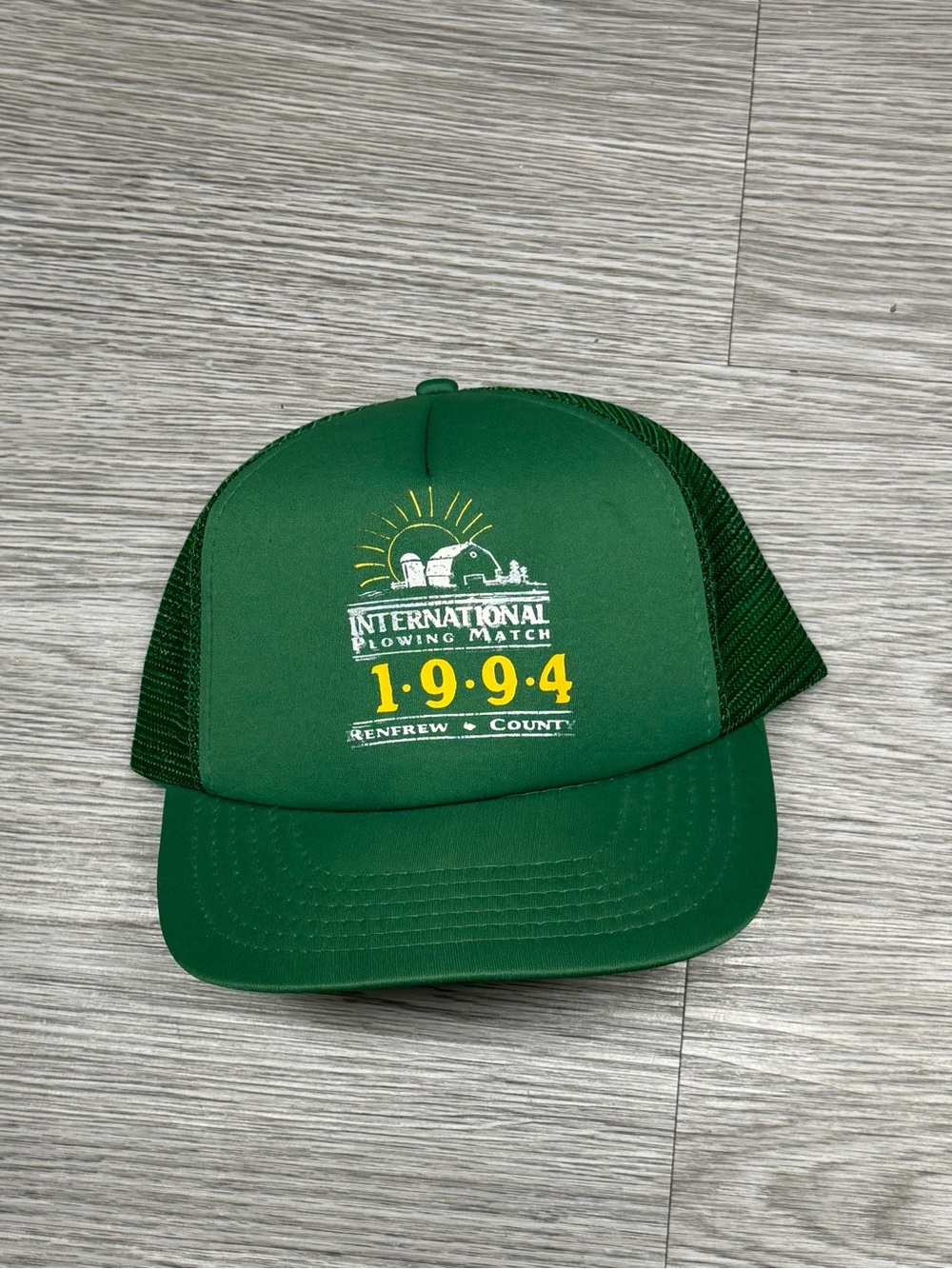 Vintage 90s International Plowing Match Hat Snapback Trucker Cap 1994 Dark Green